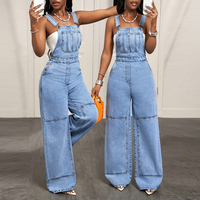 Combinaison en jean Atlanta polyvalente et décontractée pour tous les jours, avec poches et jambes larges, pour femmes.
