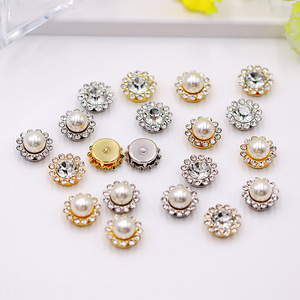 Double Layer Pearl Rhinestone <b>Buttons</b> Flower Shape Nickel Free DIY Jewelry Accessories - Product Image 1