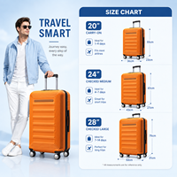 Valise à roulettes en PC orange, personnalisée OEM, avec serrure TSA à nervures horizontales, ensemble de bagages pour marque de mode, vente en gros d'usine