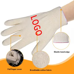 Gant jaune mode gants avec logo personnalisé gants en fil de coton de qualité gant à tricoter fin absorber la sueur pour les travaux ménagers