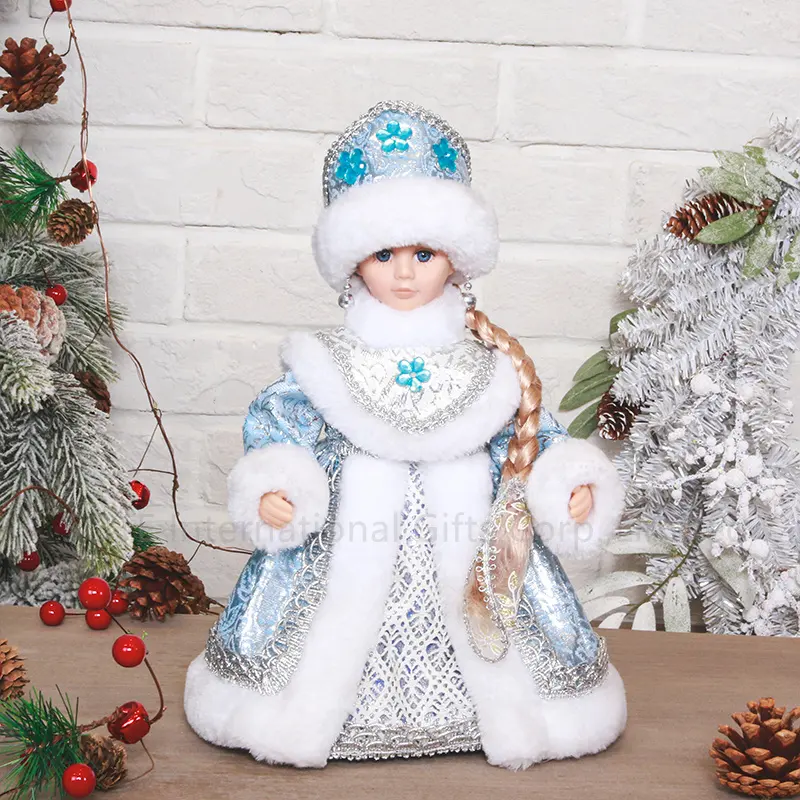 Nouvel An Bleu Russie Snegurochka Électrique Avec Musique Russe À La Main Animé Fille Figure Jouets Neige Fille pour Enfants Cadeaux