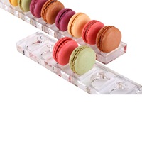 Support d'organisation pour biscuits en acrylique blanc à 6 trous, plateaux de présentation pour macarons rainurés pour pâtisserie
