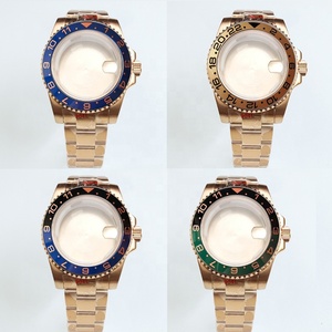 Montre pour hommes 40mm or Rose boîtier étanche en acier inoxydable GMT lunette saphir cristal pour japon mouvement NH35 NH36 - Product Image 4