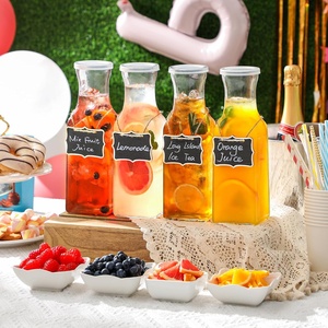 Ensemble de 4 carafes carrées en verre avec couvercle, <span class=keywords><strong>1</strong></span> <span class=keywords><strong>litre</strong></span>, carafe en verre transparent, service de table, carafe pour bar à mimosa, brunch, eau froide, jus - Product Image 3
