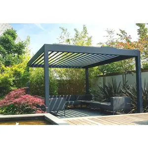 Outdoor Terrace Retractable Louvered Pergola Sunroom Gazebo Outdoor Machine Cover Awning on Sale Electric Aluminum 1 Sets
