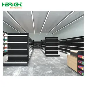 Góndola-estantes de supermercado Highbright, góndola negra de diseño libre, estantes de supermercado, unidades de estantería