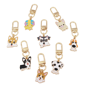 हस्तनिर्मित पेस्टल राल कुत्ते कीचेन प्रीमियम धातु हुक कोवी कार्टून पालतू जानवरों के लिए 8 निर्मित मिश्र धातु सामग्री - Product Image 1