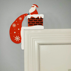 Decoraciones navideñas en stock, creativos y novedosos adhesivos de madera de Papá Noel, calcomanías de pared y adornos. - Product Image 4