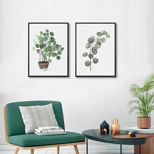 Quadro su Tela con Foglie di Piante, Dipinto a Olio Decorativo con Cornice, Stampa Digitale Verde CMYK, Decorazione Murale Paesaggistica a 4 Colori - Product Image 6