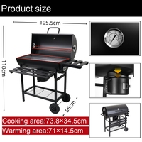 Barbecue rotatif en acier au charbon de bois avec revêtement en poudre, chariot et hauteur réglable pour jardin et camping – Meilleur prix