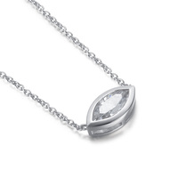 Vente en gros de collier à pendentif solitaire en or blanc 18 carats, taille marquise, diamant cultivé en laboratoire, prix