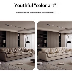 Mocha Genuine Leather Lazy <b>Sofa</b> Down Filled Straight Couch Top Grain Leather Solid <b>Wood</b> <b>Frame</b> for Small Living Room - Product Image 3