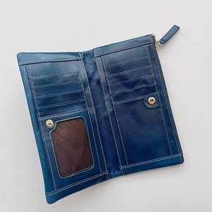 <span class=keywords><strong>Portafoglio</strong></span> Lungo in Vera Pelle Premium Hongli per Donne, Pochette Vintage Personalizzata <span class=keywords><strong>Blu</strong></span> Lucido - Product Image 3
