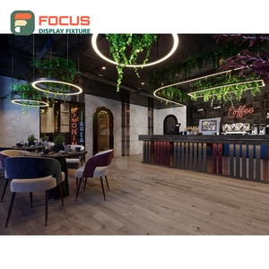 Refined Coffee Merchandise Display Rack Wood Slat Panel Brand Logo Header Storefront Coffee Display Rack - Product Image 4