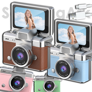 กล้องพกพา SourcingArk Tiny Flip Screen พร้อมหน่วยความจำ MicroSD แบตเตอรี่ 200mAh บันทึกวิดีโอ 720P สำหรับการผจญภัยประจำวัน ขนาดเท่าหัวแม่มือ ดีไซน์สร้อยคอแฟชั่น ประหยัดพลังงาน - Product Image 1