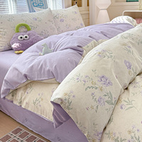 Ensemble de housse de couette Cottagecore 100 % coton 40S, impression réactive respectueuse de l'environnement Oeko-Tex, motifs floraux et à carreaux multiples