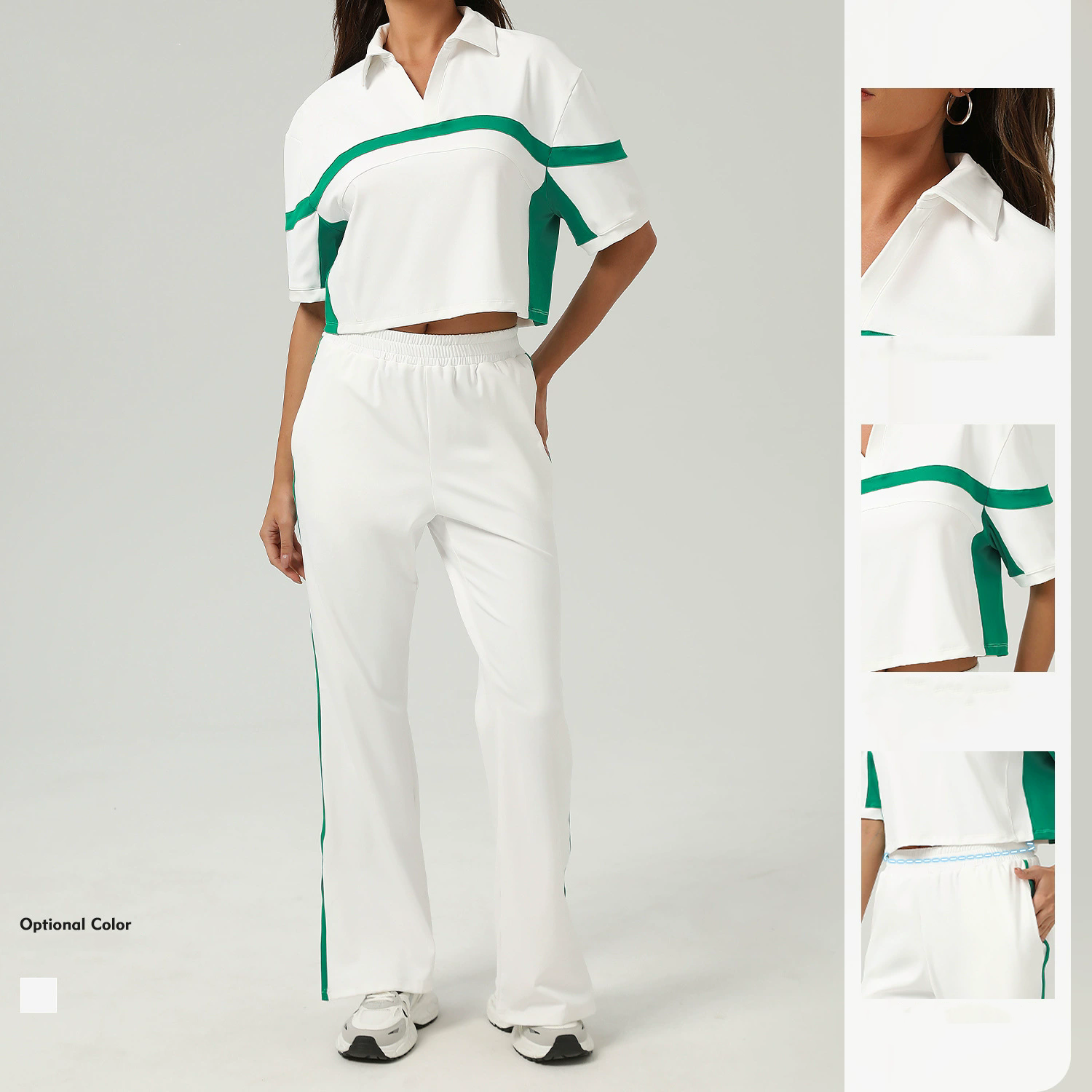 Color-Block Activewear Set (Z2515): side profile showing stretch, rise and leg-opening fit