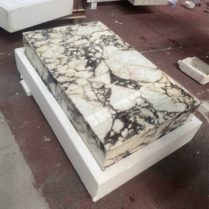 Elegant Seamless Mitered Calacatta Viola Marble Plinth <strong>Table</strong> Italian Luxury Stone <strong>Cube</strong> Coffee <strong>Table</strong> for Villa Hotel - Product Image 4