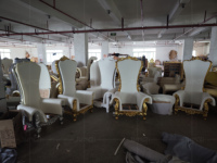 Location de canapé de mariage Golden Hotel Chine, canapé royal antique à dossier haut, chaises de trône pour pédicure, roi et reine