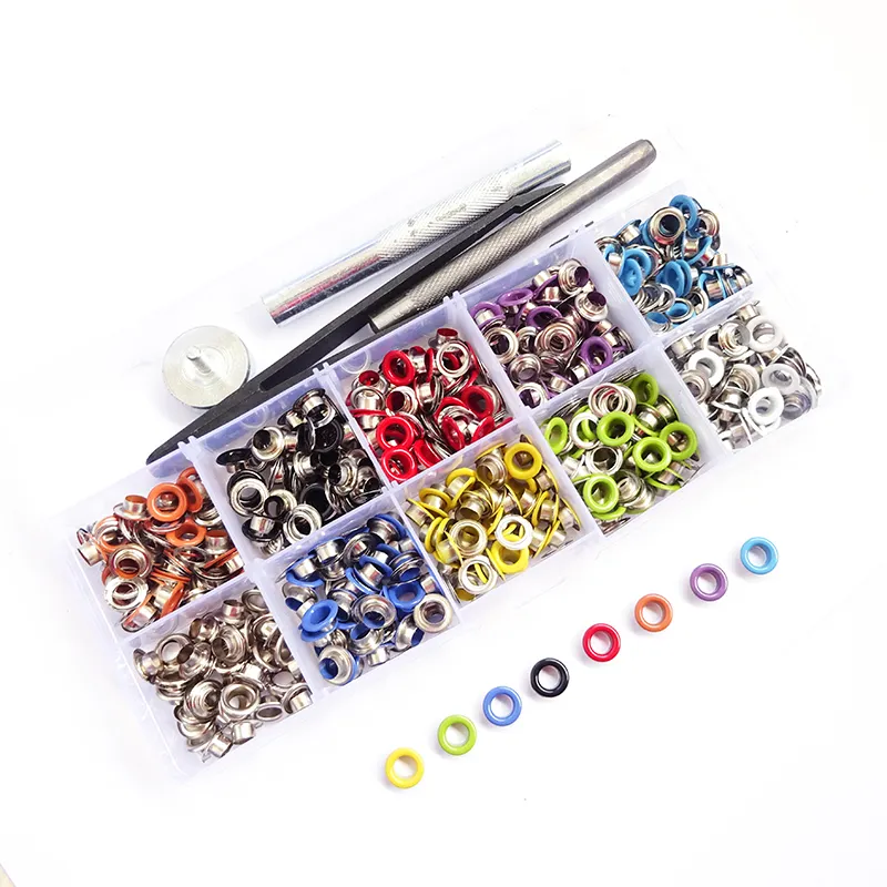 Multi-Color Shoes Clothes Grommets Kit Metal Eyelets Set with Installation Tool