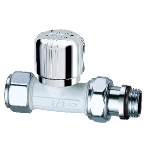 Valvola Termostatica Dritta 1/2 Cromata Bianca per Sistemi di Riempimento - Product Image 1
