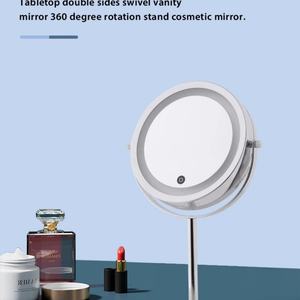 Espejo Cosmético LED de Doble Cara con Marco Metálico Redondo y Luz de Belleza para Maquillaje - Product Image 3