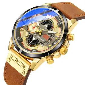 Jam Tangan Kuarsa Pria, Arloji Mewah Modis Tahan Air Emas Mawar Pria untuk Hadiah dengan Gratis Kotak Kemasan Jam Tangan Olense Kuarsa Pria