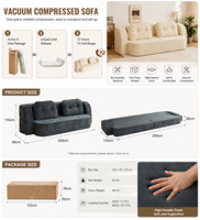 Sofá Cama Convertible Versátil de una Pieza, Sofá Modular Moderno de Pana con Relleno de Esponja de Alta Densidad