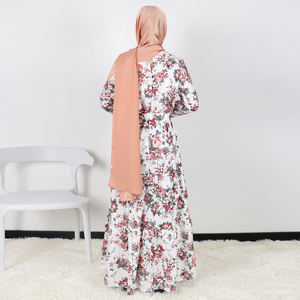 Elegante abito musulmano floreale da donna vestito da sole stampato Kaftan Abaya con cintura <span class=keywords><strong>femminile</strong></span> Islam lungo <span class=keywords><strong>abbigliamento</strong></span> bohémien - Product Image 4