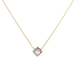 Minimalist 18k Gold Bamboo Chain Necklace With Four Prong Zircon Pendant Stainless Steel Women's Jewelry - Product Image 5