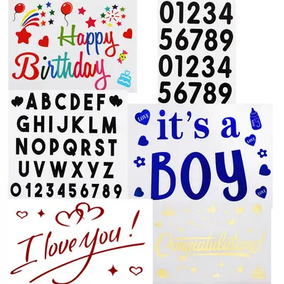 Hot selling letter/ number/ it's boy/girl wedding graduation bobo balloons sticker for18/24/36inch bobo clear balloons