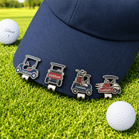 Marqueur de balle de golf personnalisé de haute qualité en forme de voiturette de golf, en émail souple ou dur, avec logo, clip magnétique pour chapeau, accessoires de golf