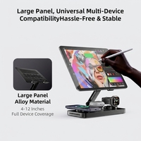 Station de charge sans fil magnétique pliable 5 en 1 avec câble rétractable, charge rapide 15W, support pour téléphone et tablette