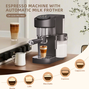 จอแสดงผล LCD 1400W 1.1 ลิตร เครื่องชงกาแฟเอสเพรสโซ่กึ่งอัตโนมัติ สำหรับใช้ในบ้าน สำนักงาน ร้านอาหาร คาเฟ่ - Product Image 5