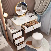 Coiffeuse en verre de vanité de maquillage de commode de tiroir pour la salle de bains avec le miroir mené