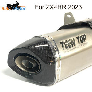 Silencieux d'échappement de <span class=keywords><strong>moto</strong></span> de 52mm en acier inoxydable 304 pour 2023 + ZX4RR silencieux modifié <span class=keywords><strong>manchon</strong></span> en acier inoxydable embout en Fiber de carbone - Product Image 3