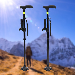 Bâtons de randonnée Cleye 74-100 cm, trois sections réglables avec lumières pour la marche en plein air - Product Image 1