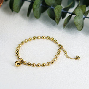 Custom Wholesale Stainless Steel Fashion <b>Bead</b> Bell <b>Bracelets</b> 14k 18k <b>Gold</b> Plated <b>Bracelet</b> & Bangles for Women - Product Image 2