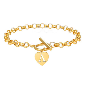 Bracelet en acier inoxydable pour femmes, pendentif en forme de cœur, chaîne O, bijoux tendance, cadeau - Product Image 5