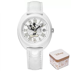 Souvenirs officiels <span class=keywords><strong>Disney</strong></span>, montre à quartz pour enfant en alliage et cuir avec pointeur <span class=keywords><strong>Mickey</strong></span>, 35 mm, avec distributeur <span class=keywords><strong>Disney</strong></span> en Asie du Sud-Est - Product Image 1