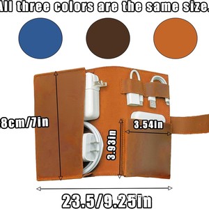 Premium Leather Luxury Durable Cable Organizer Pouch Waterproof Shockproof Buckle Closure Daily Use USB Charger Cord - Product Image 3