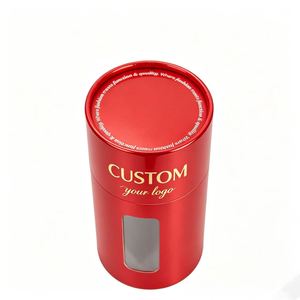 Envase Cosmético Personalizado de Tubo de Papel Rojo Brillante con Logotipo en Lámina Dorada y Ventana para Productos de Belleza - Product Image 4