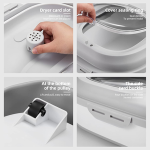 Contenedor de Almacenamiento de Alimentos para <span class=keywords><strong>Mascotas</strong></span>, Dispensador de Gran Capacidad con Ruedas, Dispensador Automático de Alimentos para Gatos, para Alimentos Húmedos y Secos - Product Image 4