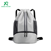 Sac à dos de football à cordon unisexe avec logo personnalisé Style tendance Compartiment pour chaussures de sport en polyester bonbon imperméable