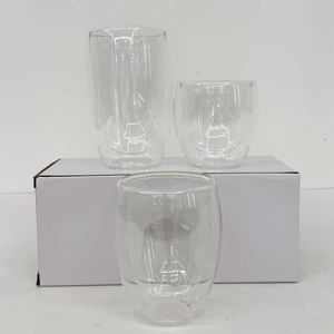 Pre-drilled Snow Globe Insulated Heat Resistant Borosilicate 8oz 12oz 15oz Glass Coffee <b>Cups</b> for Latte, <b>Espresso</b>, Americano - Product Image 1