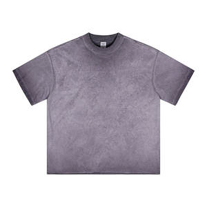 Camisetas lavadas con ácido de gran tamaño para hombre con logotipo personalizado 250GSM Heavyweight 100% algodón Drop Shoulder Raw Hem Vintage Streetwear - Product Image 2