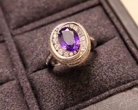 Cadeau unique : Bague en améthyste S925 : une bague pour le chakra du troisième œil favorisant le calme et la sagesse tout en éliminant les champs d'énergie négatifs