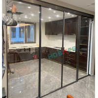 Cloison de séparation intérieure HDSAFE en alliage d'aluminium avec cadre fin, verre coulissant à fermeture douce, 8 mm, rainuré, insonorisant, pour cuisine et bureau