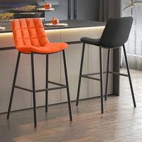 Chaises de bar de cuisine modernes en gros, tabouret de bar de haute qualité en cuir orange avec pieds en métal