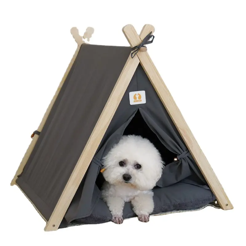 Pet Tent For Dogs Puppy Cat Show Bed House Luxury Fashion Triangle Cotton Washable Dog Tents Teepee